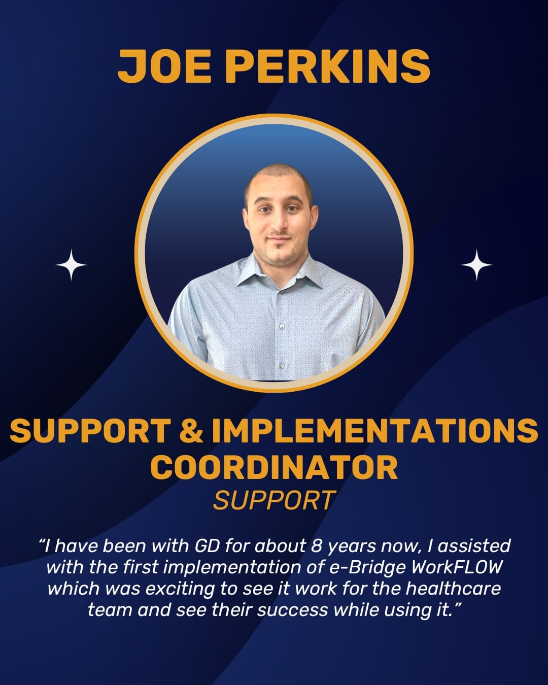 Blue Modern Best Employee Outstanding Performance Instagram Post - Joe Perkins